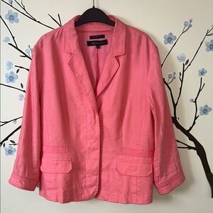 Anne Klein VGUC Women's linen Pink Blazer, 3 button, lined, sleeves w/ button